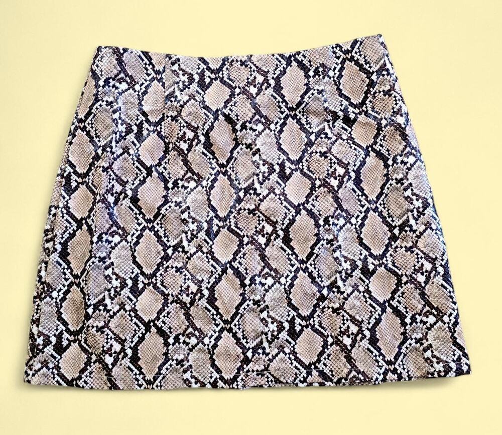 Pink faux leather snakeskin printed y2k miniskirt